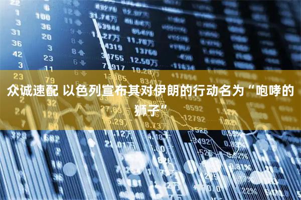 众诚速配 以色列宣布其对伊朗的行动名为“咆哮的狮子”