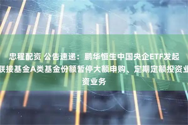 忠程配资 公告速递：鹏华恒生中国央企ETF发起式联接基金A类基金份额暂停大额申购、定期定额投资业务